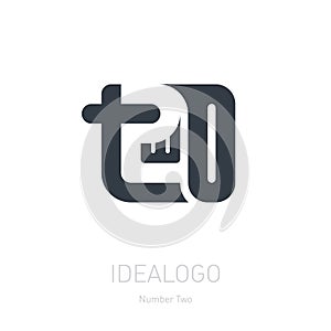 Number 2 logo. Vector sign number two. Logotype or design element with number 2.