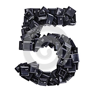 Number 5 made of keyboard buttons