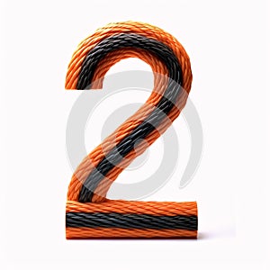 Number 2 made of rope, 3D rendering isolated on white backgrounder 2 made of rope, 3D rendering isolated on white background photo