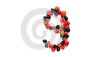 Number nine with fruits photo