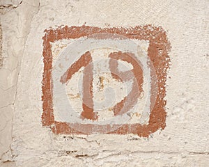 Number 19 wall sign