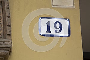 Number Nineteen Sign