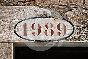 Number 1989 on an old house in Venice
