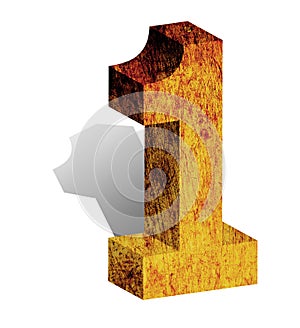 Number One 1 Numeral 3D 3-D Block Sign Isolated