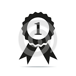 Number one certified award badge vector icon medal