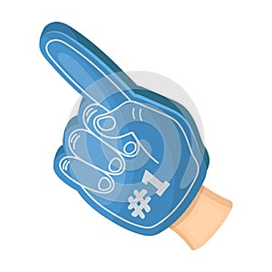 Number one is the fan`s glove.Fans single icon in cartoon style rater,bitmap symbol stock illustration.