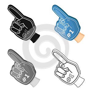 Number one is the fan`s glove.Fans single icon in cartoon style vector symbol stock illustration.