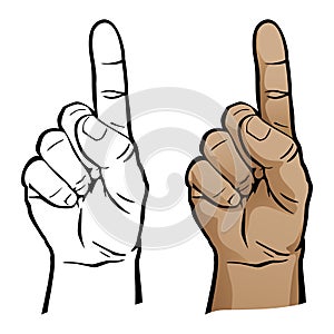 Number One Hand Finger Pointing Up Isolated Vector Illustration