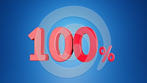 Number  one hunà¸red percent for Discount 100 % or vat 100 %. 3D illustration on blue background. 3D rendering