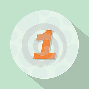 Number one 1 illustration with flat style in circle with long shadow