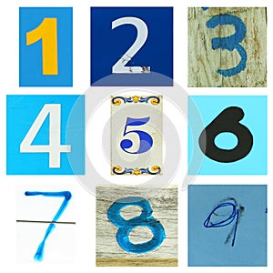 Number one to nine in blue