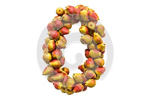 Number 0 from pears, 3D rendering