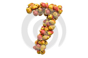 Number 7 from pears, 3D rendering