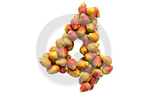 Number 4 from pears, 3D rendering