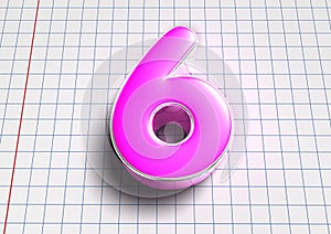 Number 6 pink 3D.