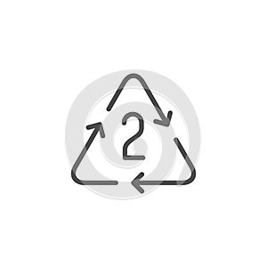 Number of plastic recycling cycles line icon