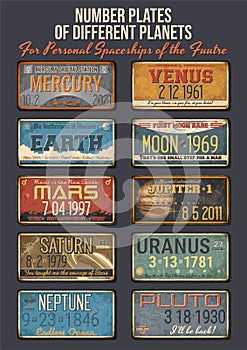 Number Plates of Different Planets