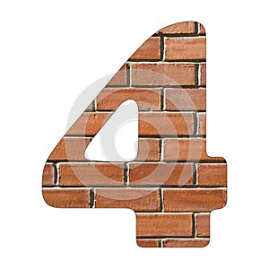 Number 4 - Red brick wall background