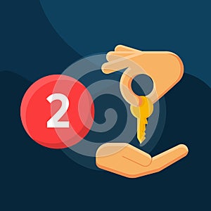 Number of rooms flat concept vector icon