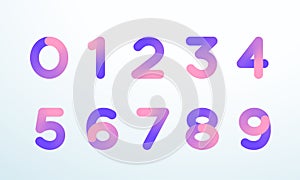 Number Set 0 to 9 In Modern Purple Font