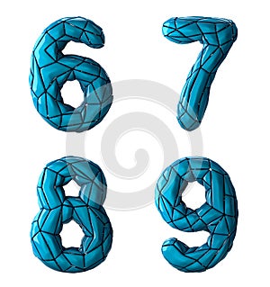 Number set 6, 7, 8, 9 made of blue color plastic.