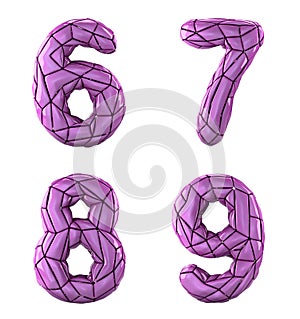 Number set 6, 7, 8, 9 made of pink color plastic.