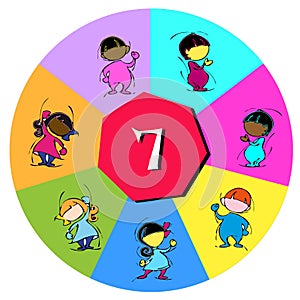 Number Seven for Children or Baby Cartoon