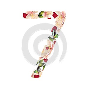 Number seven with flowers