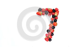 Number seven with fruits