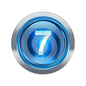 Number seven icon blue with