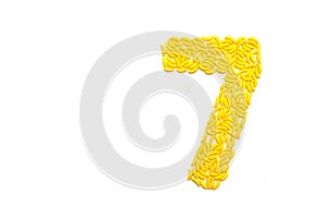 Number seven made from banana candy