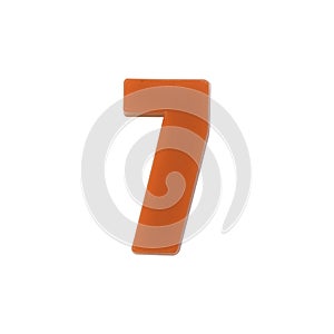 Number seven made of red plastic with clipping path