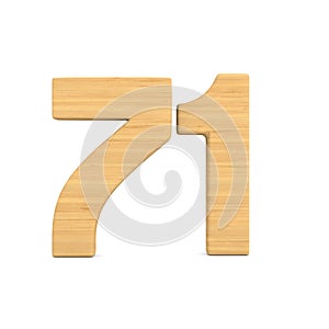 Number seventy one on white background. Isolated 3D illustration