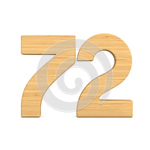 Number seventy two on white background. Isolated 3D illustration