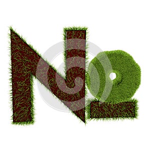 Number sign made of green grass isolated on white background - 3D illustration of symbols