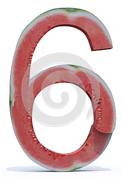 Number six made with watermelon