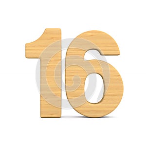 Number sixteen on white background. Isolated 3D illustration