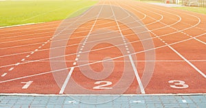 The number at start point of running track or athlete track in stadium.