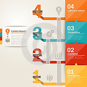 Number 1234 step ladder to success with flat design layout