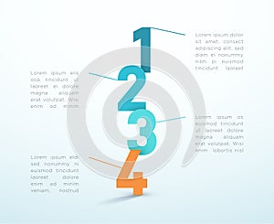 Number Steps 1 to 4 Infographic Vector Design