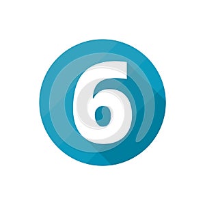 Number symbol 6, Flat icons set with long shadow