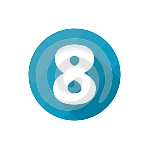 Number symbol 8, Flat icons set with long shadow