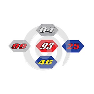 Number symbols, famous racers. vector design