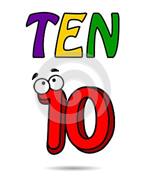 Number ten cartoon number illustartion