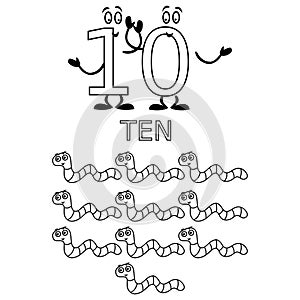 Number Ten Counting and Colouring Pages Caterpillar