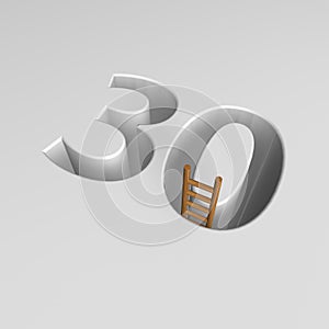 Number thirty and ladder