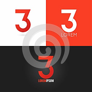 Number three 3 logo design icon set background