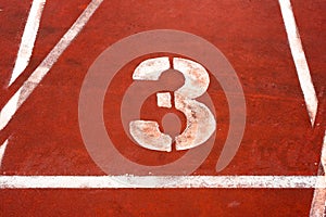 Number three on a athetics track