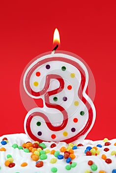 Number three birthday candle