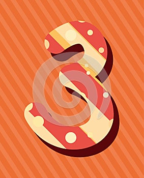 Number three comic style